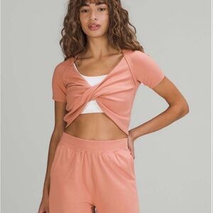 Gray Lululemon LA Twist Front Crop Top